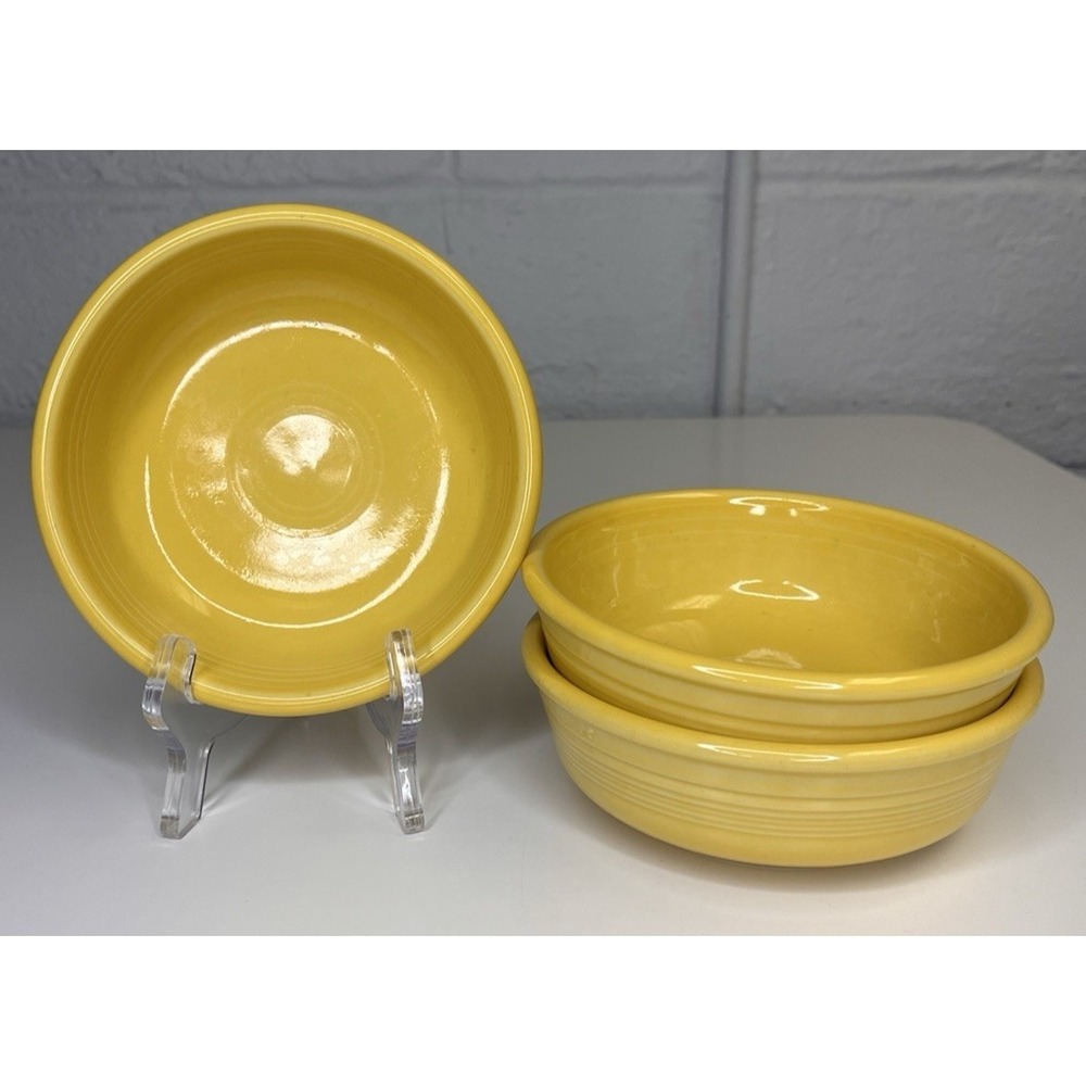 Set Of 3 Fiestaware Original Vintage Yellow (1936-1969) - 5.5" Cereal Bowl Fruit